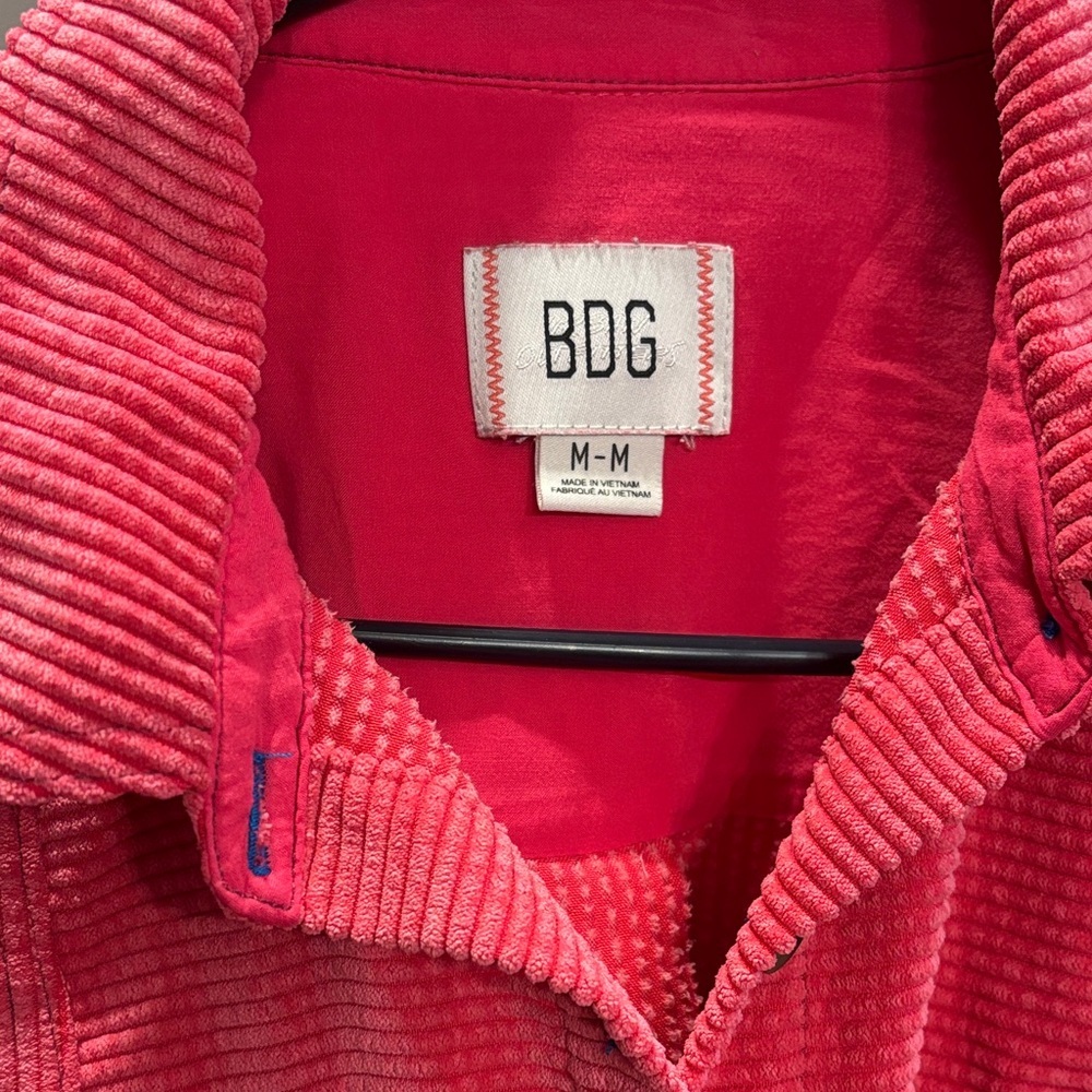 BDG Bright Pink Corduroy Cropped Jacket Size Medium - Picture 3 of 5